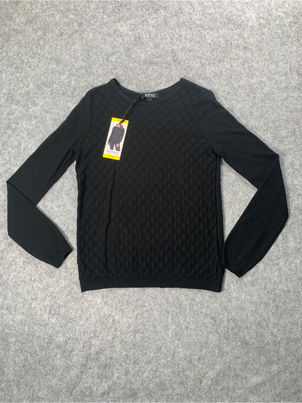 Buffalo David Bitton Black Diamond-Pattern Crewneck Sweater